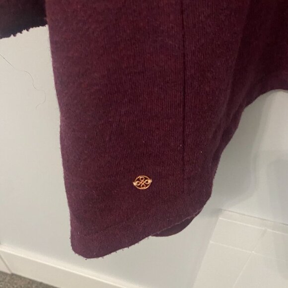 Shambhala Women's Burgundy Spacedye Asymmetrical Wrap Cowl Cardigan Size Large - Picture 7 of 7